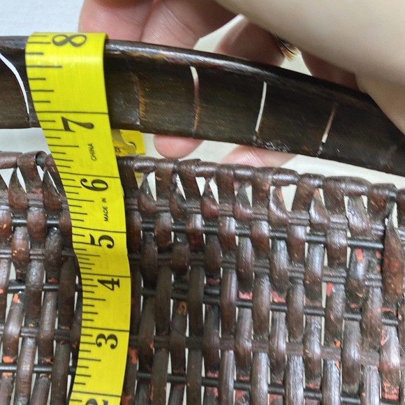 Woven Brown Wicker Wrought Iron Embellished Oval Large Fruit Heavy Basket MCM - Picture 10 of 11